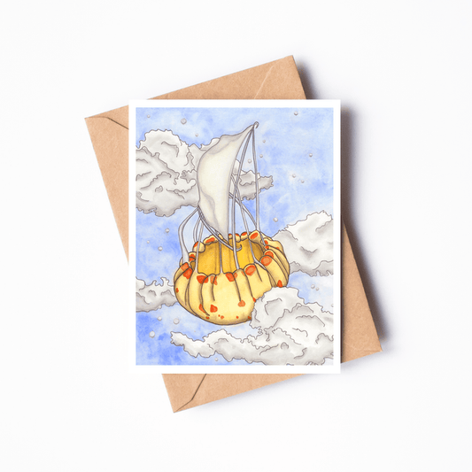 PinkPolish Design Note Cards "Jelly Boat" Handmade Notecard