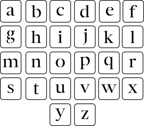 JRV Stencil Lowercase Alphabet