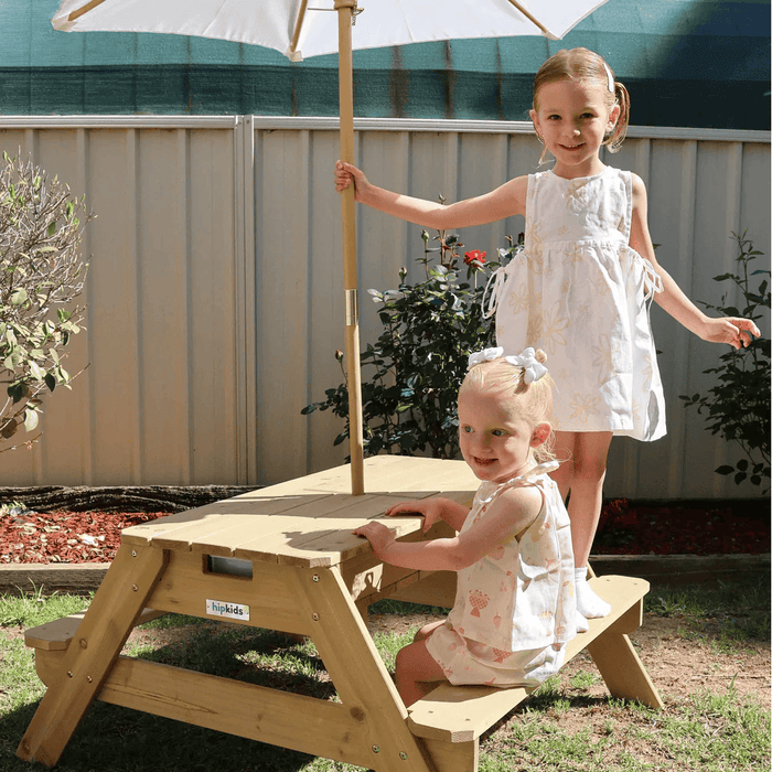 Kids Sand and Water  Picnic Table with Umbrella White