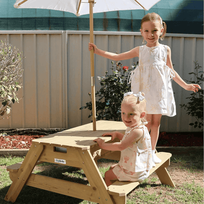 Kids Sand and Water  Picnic Table with Umbrella White