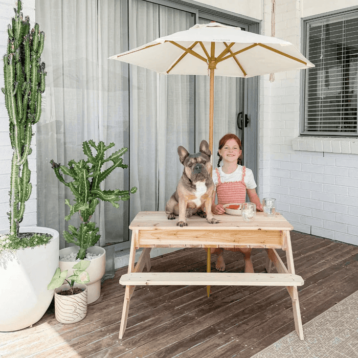 Kids Sand and Water  Picnic Table with Umbrella White