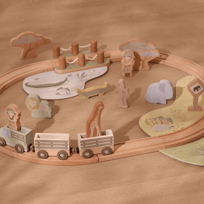 Little Dutch Safari Friends Wooden Train Set