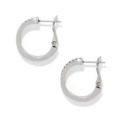 Brighton hoop earrings with silver-plated finish and crystal accents along the inner edge on a white background
