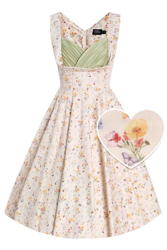 Grace Yellow Meadow Pleated Bust Dress