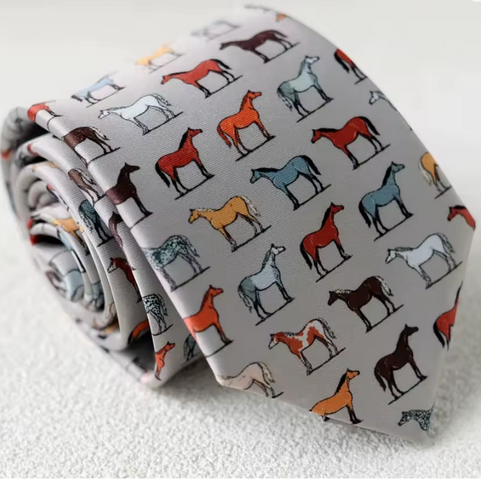 Men's Tie Horse Gray