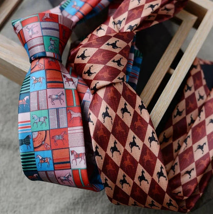 Men's Tie Horse Red