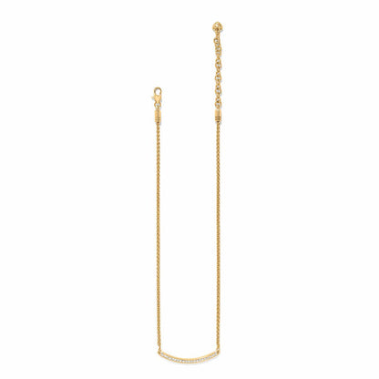 Brighton gold-plated chain necklace with curved crystal bar pendant and lobster clasp on a white background