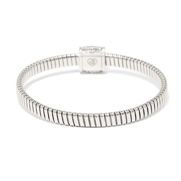 Brighton bracelet with ribbed flexible band and silver-plated magnetic clasp featuring crystal accents on a white background
