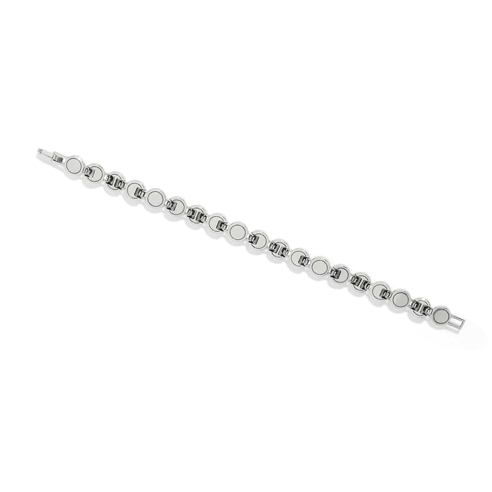 Brighton bracelet shown from the back with two-tone round links and clasp closure on a white background