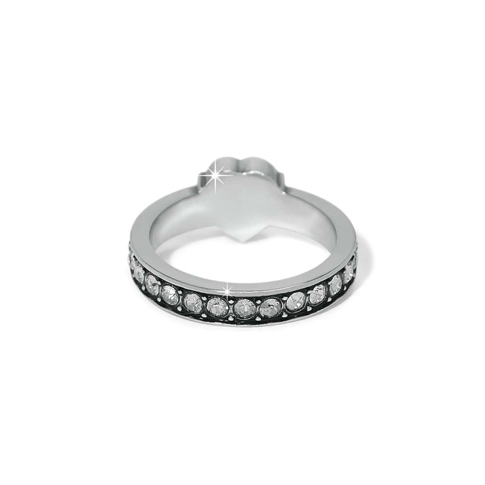 Brighton ring shown from the back with two-tone band and crystal-set shoulders on a white background