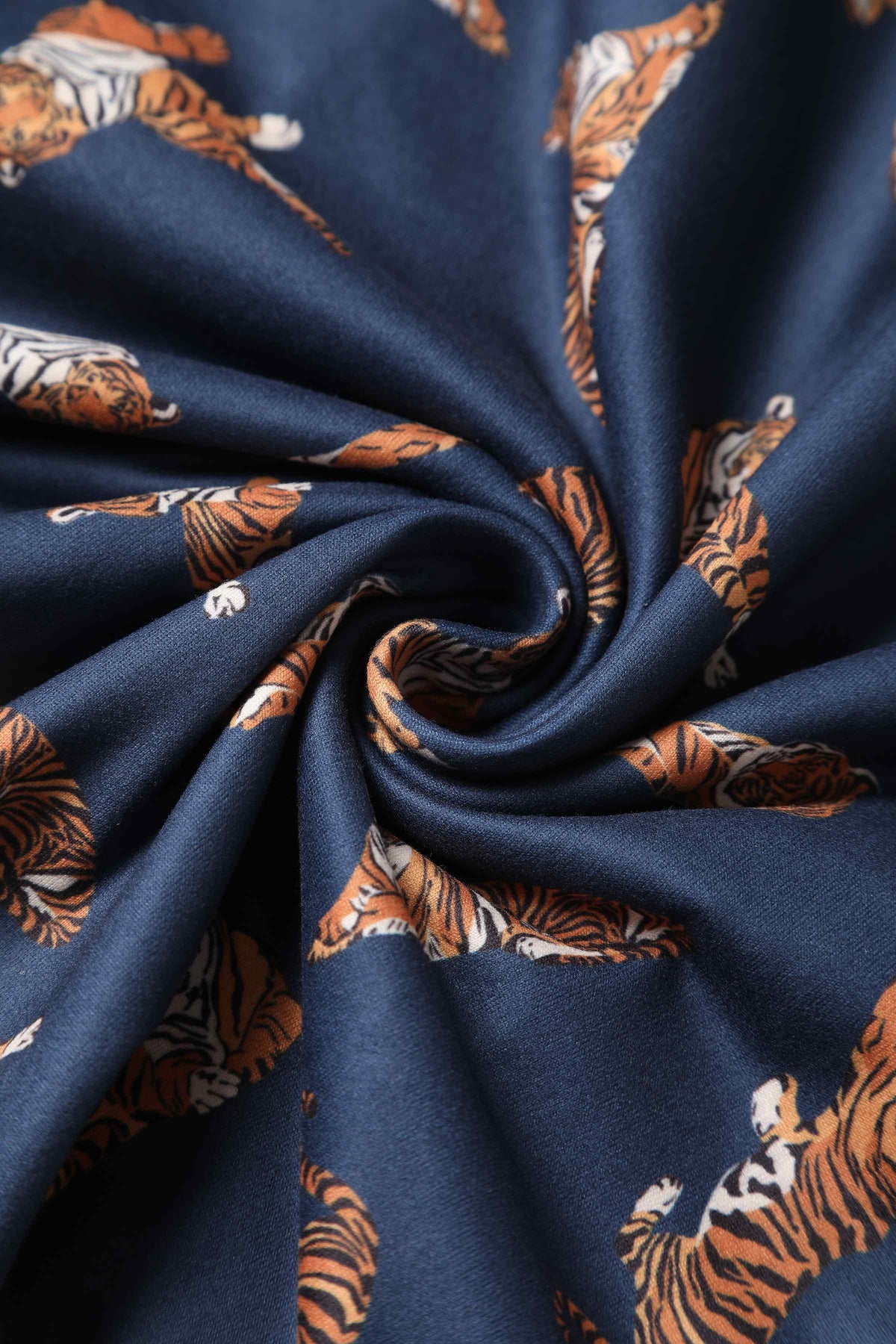 Matilda Navy Blue Tiger Print Wrap Dress