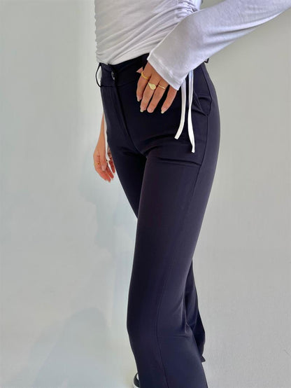 Flare pants with pockets - Navy blue