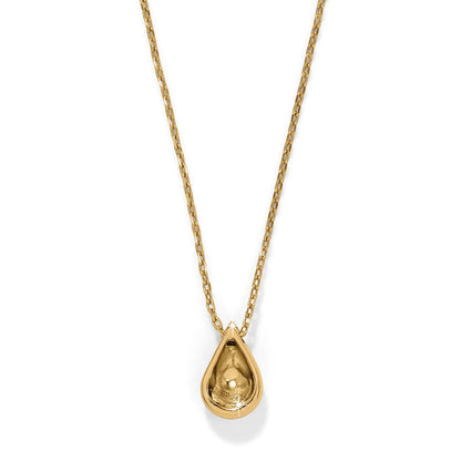 Brighton pendant necklace with gold-plated teardrop pendant on a delicate gold chain on a white background