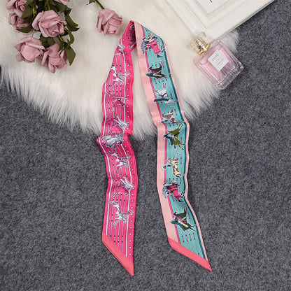 Nina Pink & Blue Twilly Skinny Scarf