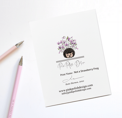 PinkPolish Design Note Cards "Not a Strawberry Frog" Handmade Notecard