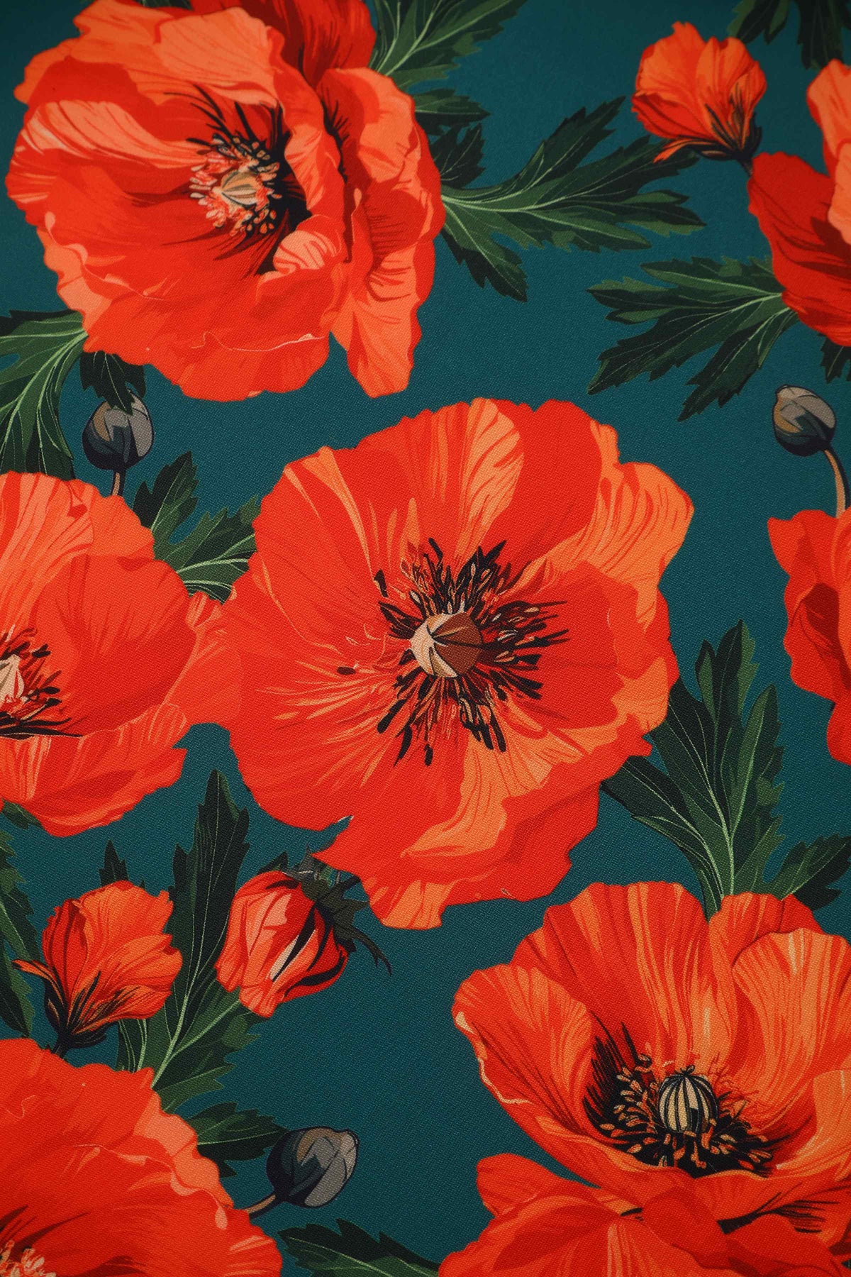 Beverly Orange Poppy Off Shoulder Dress In Green