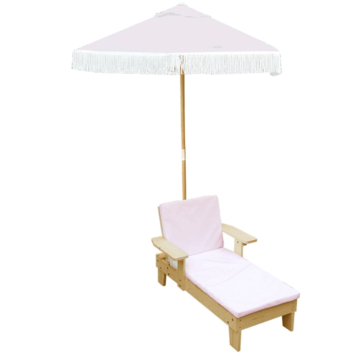 Outdoor Kids Sun Lounge Chair with Umbrella Blush Pink