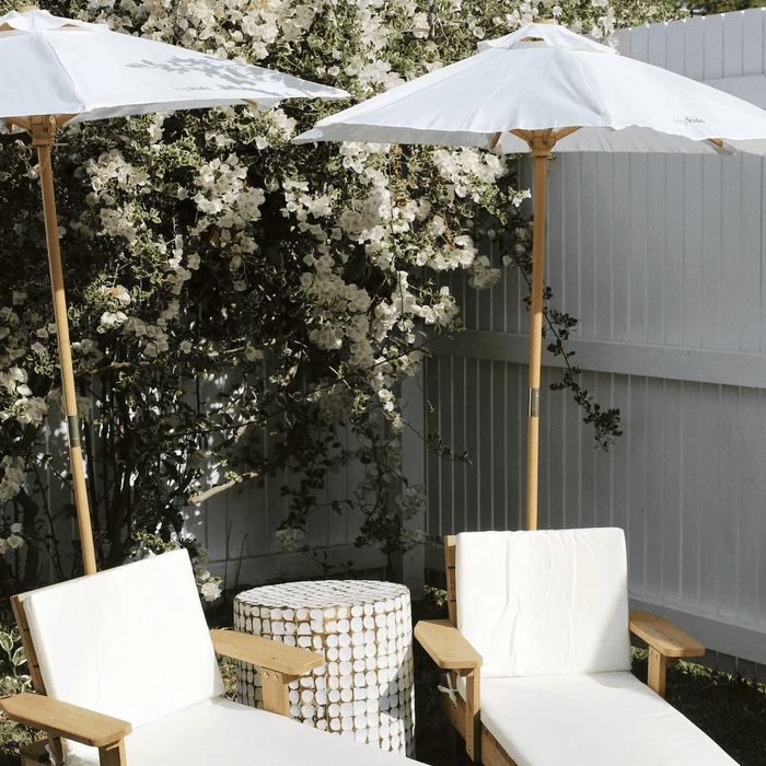 Outdoor Kids Sun Lounge Chair with Umbrella White