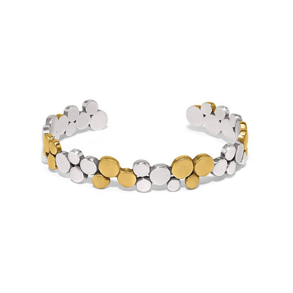 Brighton cuff bracelet with two-tone silver and gold clustered circular bead design on a white background
