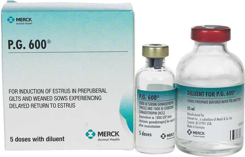 P.G.-600®, 2000 i.u., PMSG & 1000 i.u., HCG/25ml, 5 Dose, Each