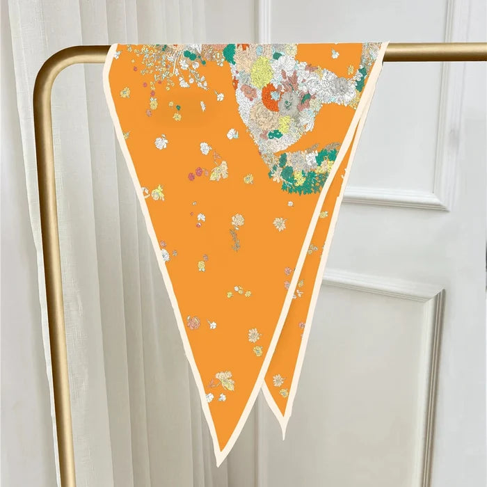 Pia Orange Silk Diamond Scarf