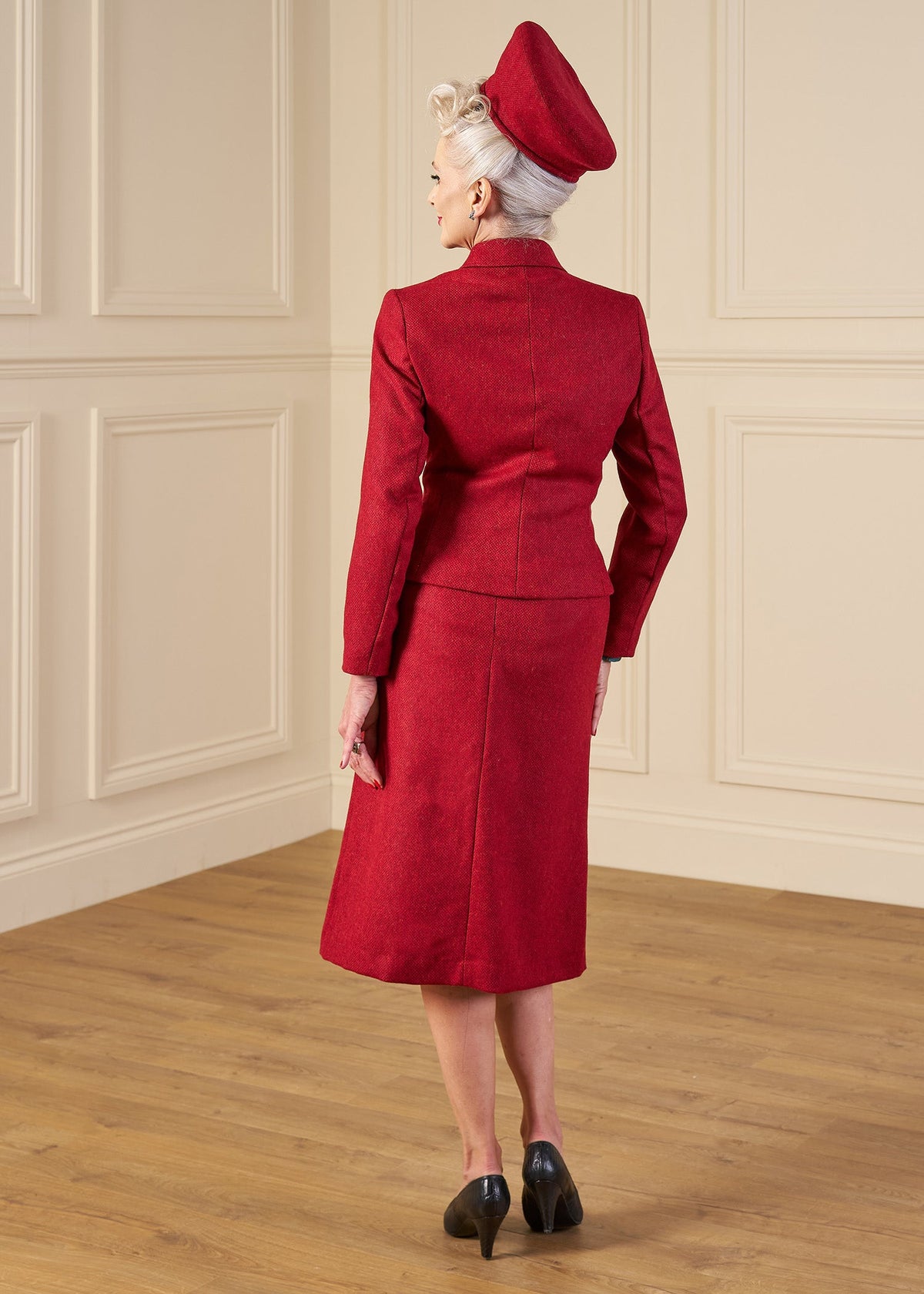 1940s Prim Pleated Skirt - Premium Ruby Wool