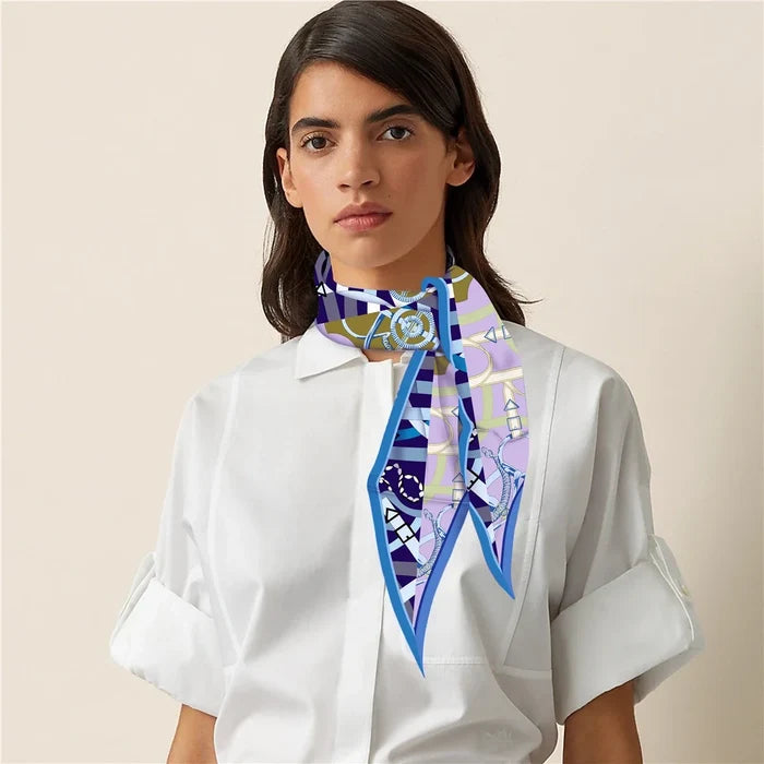 Reins Blue Silk Diamond Scarf