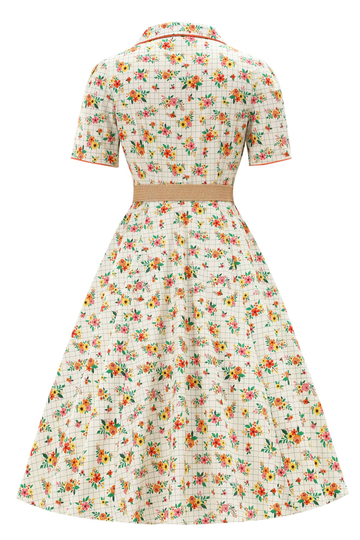 Mabel Retro Floral Midi Shirt Dress