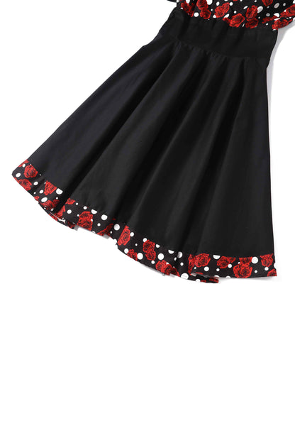Darlene Rockabilly Rose Polka Dot Swing Dress