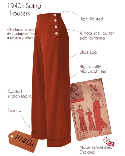 1940s Swing Trousers - Rust