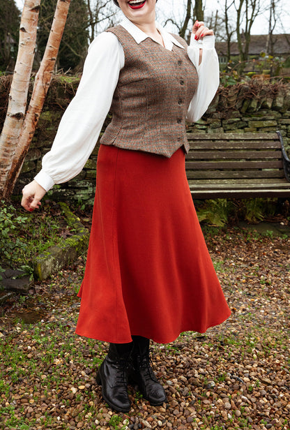 1930s Swirl Skirt - Rust