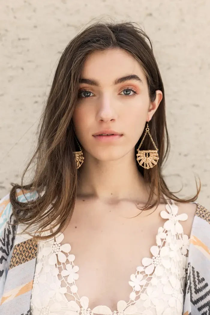 Ruthie Woven Rattan Drop Chain Earrings