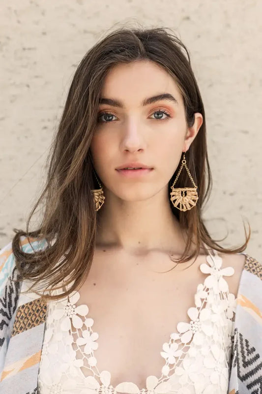 Ruthie Woven Rattan Drop Chain Earrings
