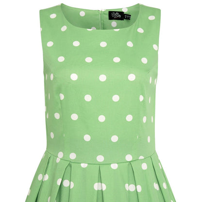 Annie Retro Polka Dot Dress in Pale Green