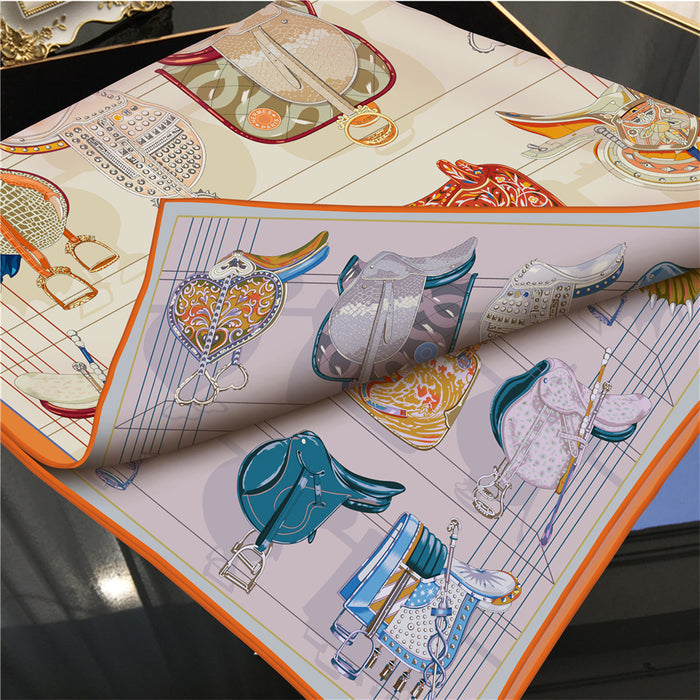 Saddle World Orange Double Print Scarf / 90cm