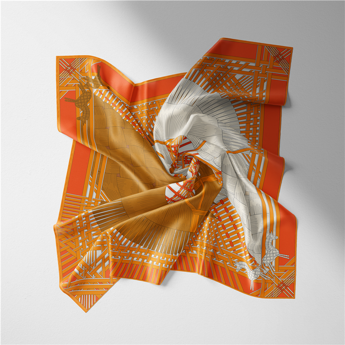 Sarita Brown Silk Scarf / 53cm