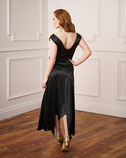 1920s Sheba Evening Gown Set - Ebony Satin