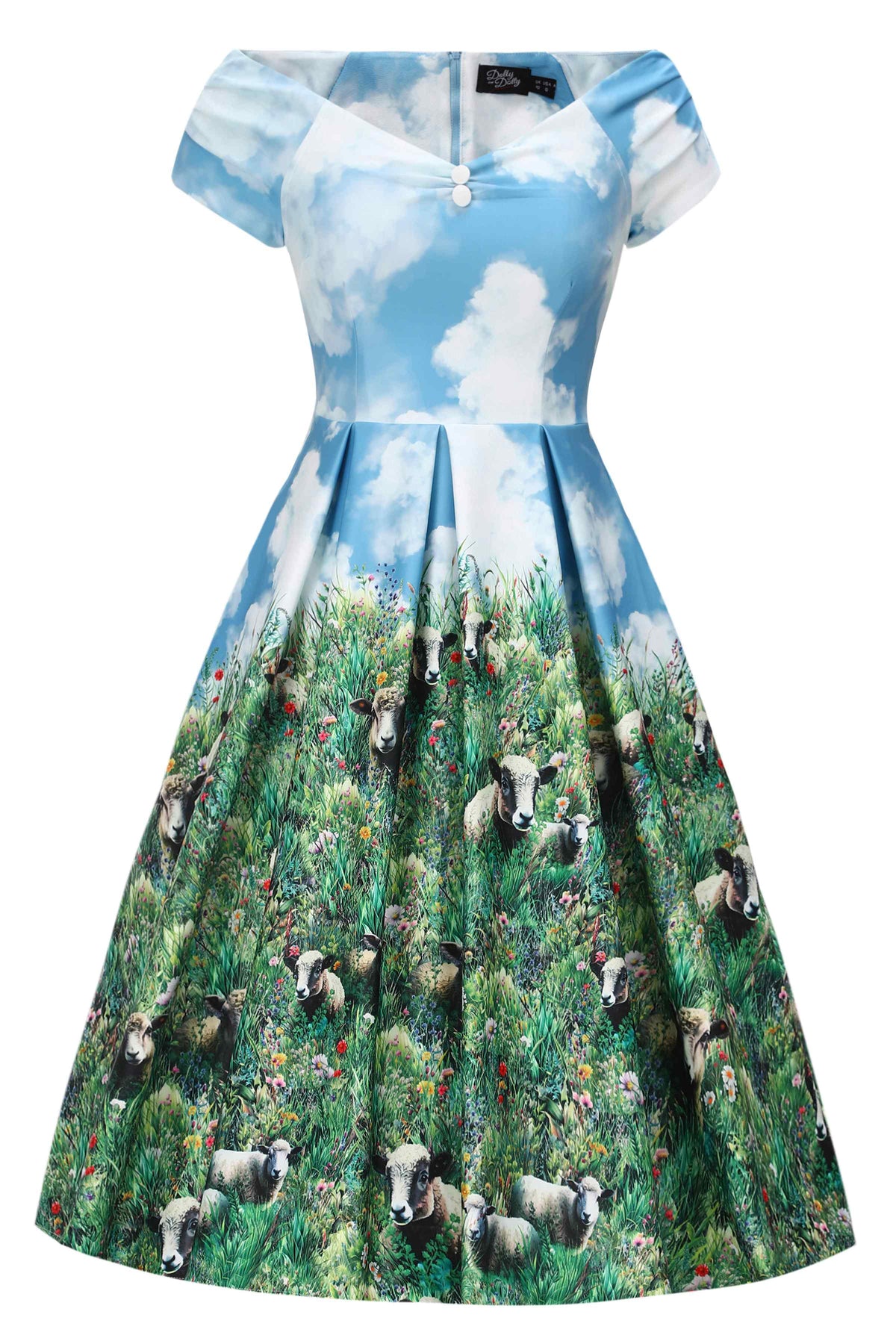 Lily Sheep Field Off Shoulder Dress