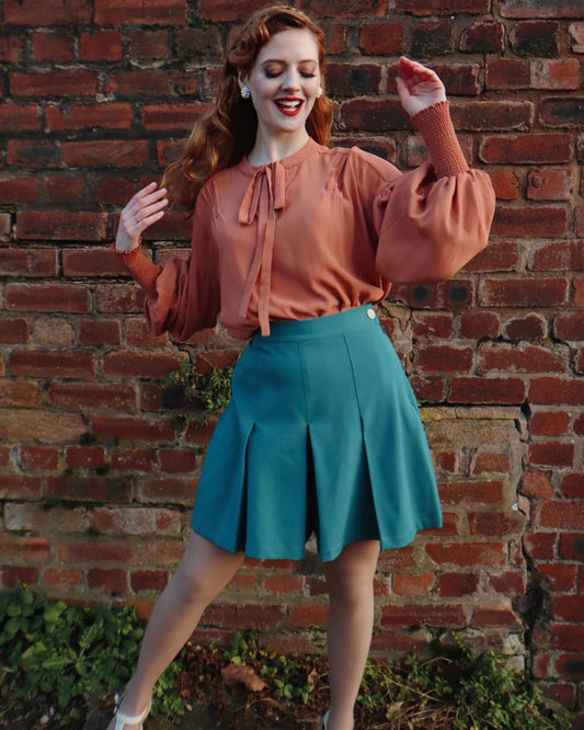 1930s Pleated Shorts - Teal