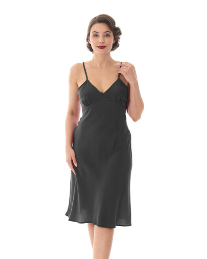 1930s Luxe Bias Petticoat Slip - Black