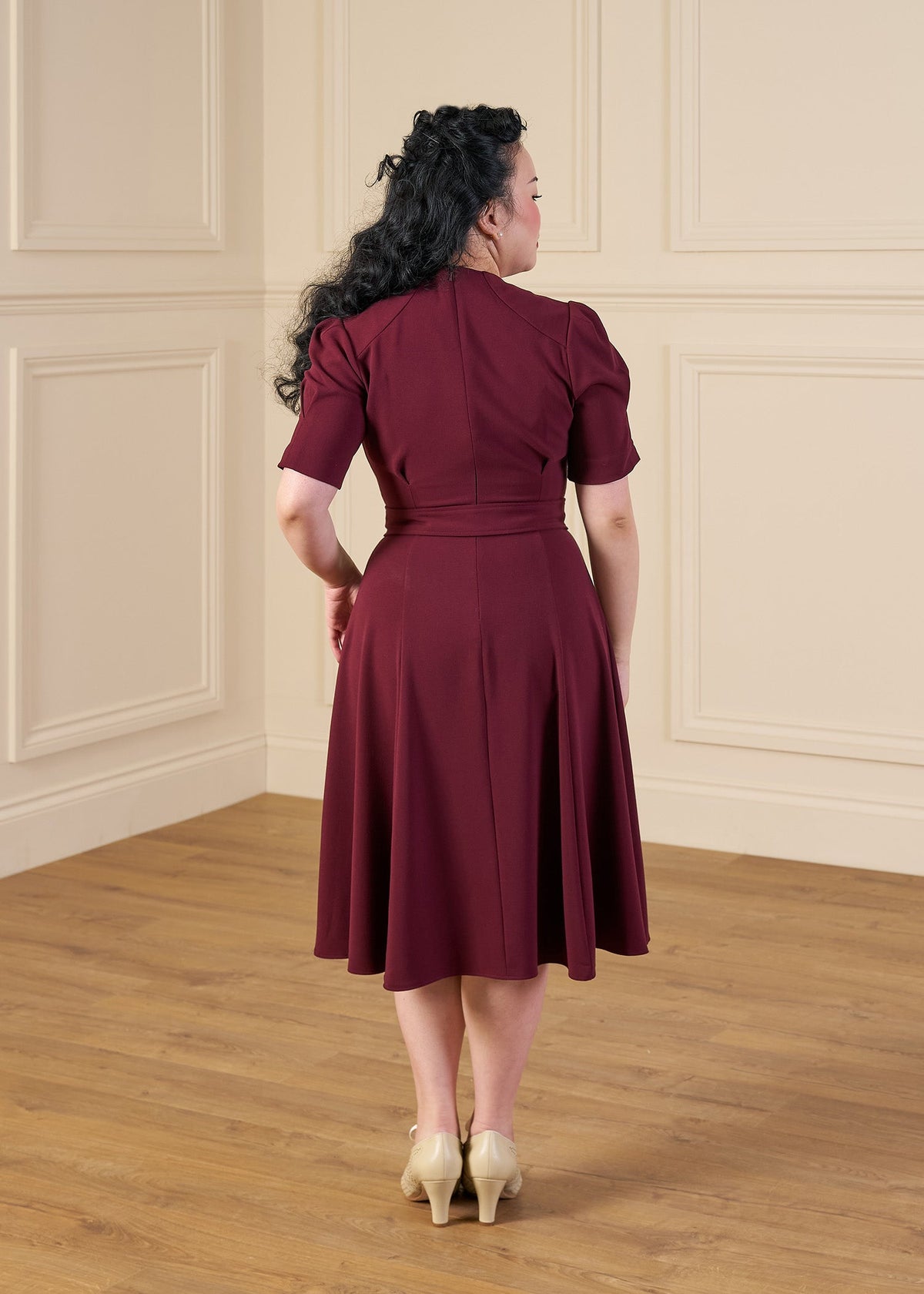 1940s Stanwyck Dress - Aubergine
