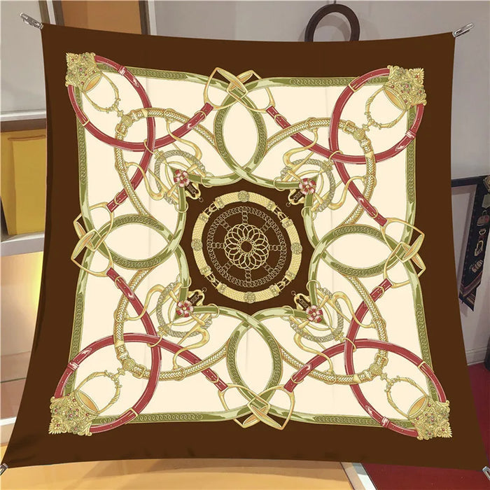 Stirrup Brown Silk Scarf / 90cm
