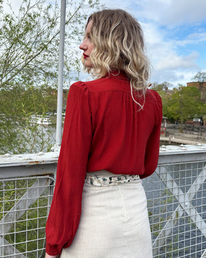 1940s Sweetheart Blouse - Rust