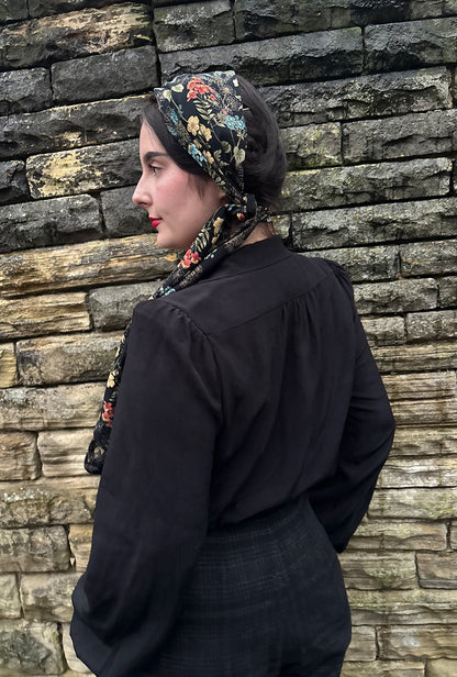 1940s Sweetheart Blouse - Black