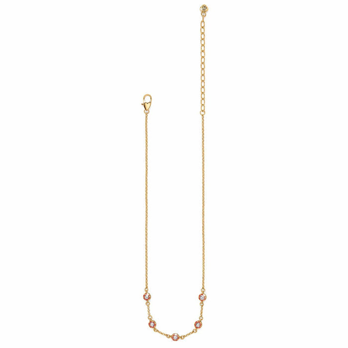 Brighton gold-plated chain necklace with crystal and enamel station accents and lobster clasp on a white background