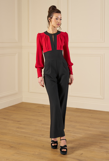 1970s Sydney Jumpsuit - Red & Black