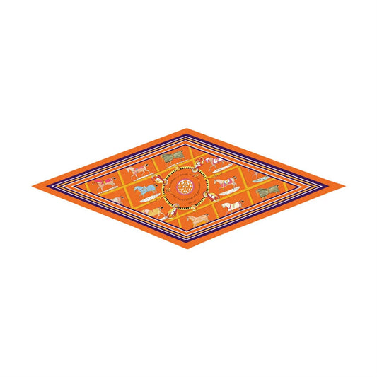 Tersa Orange Silk Diamond Scarf