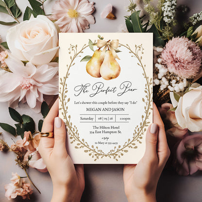 The Perfect Pear Couples Bridal Shower Invitation Template Editable Invitation Corjl Digital Download