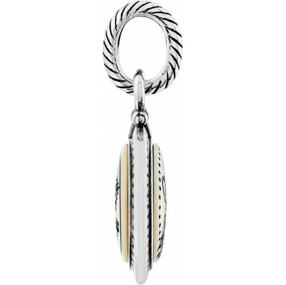 Brighton charm shown from the side with silver-plated rope-textured bail and ivory disc detail on a white background