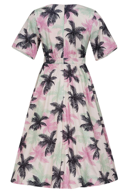 Janice Tropical Palm Tree Tea Dress